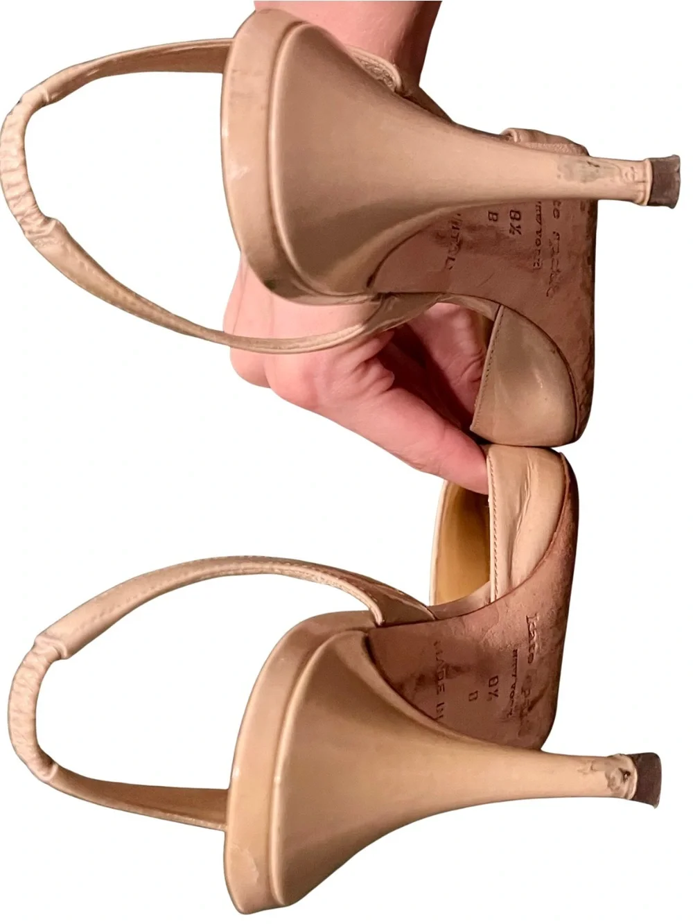 Kate Spade Tamra Nude Patent Slingback Pumps 8.5 Made in Italy